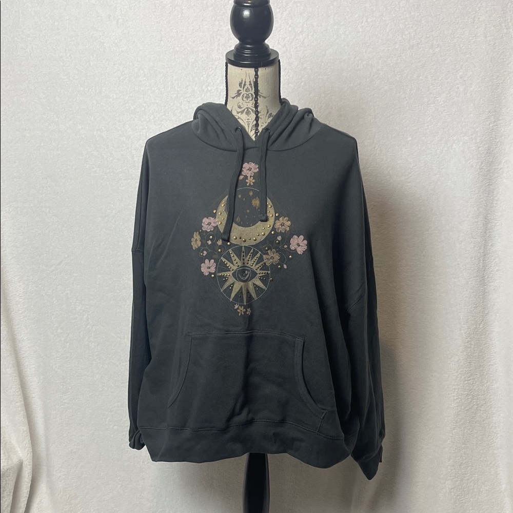 Torrid Black Hoodie with Gold and Pink Accents